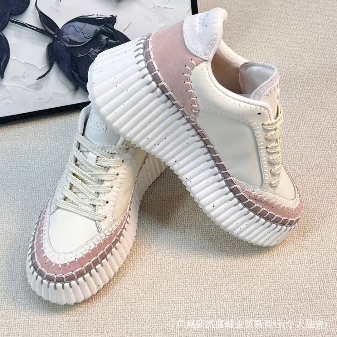 Women's Thick-soled Platform Small Height Increased Handmade Sneakers