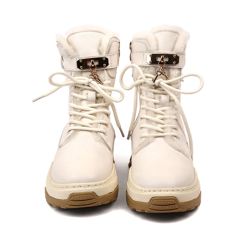Women's Integrated Lock Head Thick Bottom Fleece-lined Snow Boots