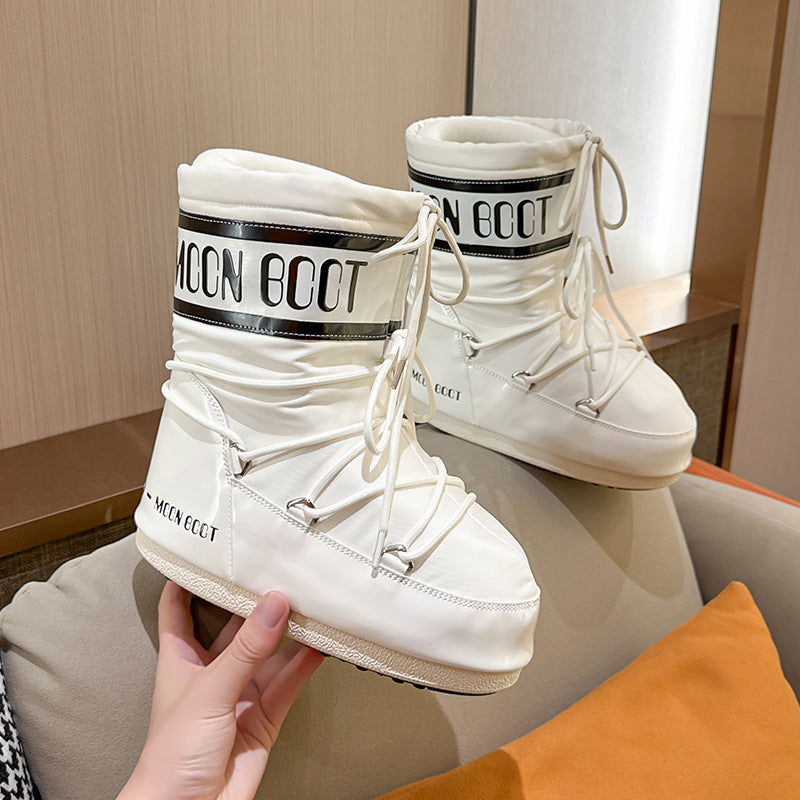 Women's Thick Warm Sleeve Cotton Strap Bread Snow Boots