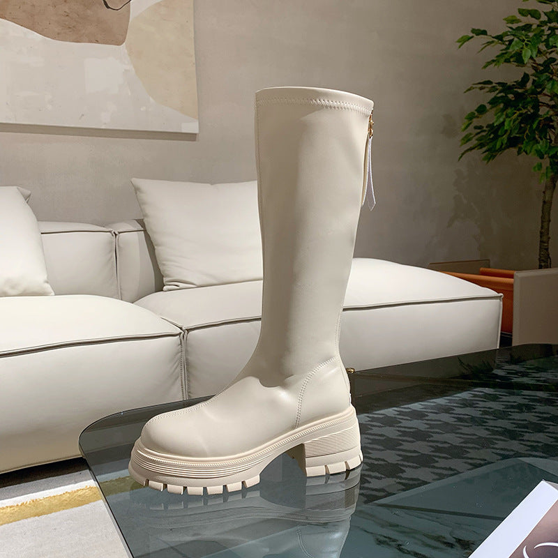 Women's Thick Bottom High Leg Small Below The Knee Boots