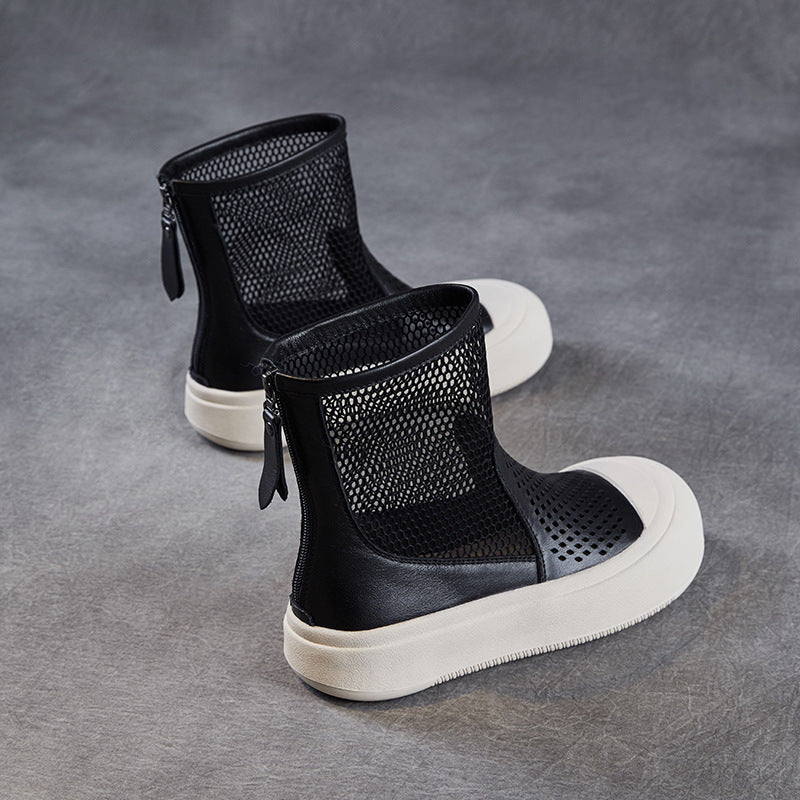 Women's Platform Thin Hollow Breathable Mesh Martin Boots