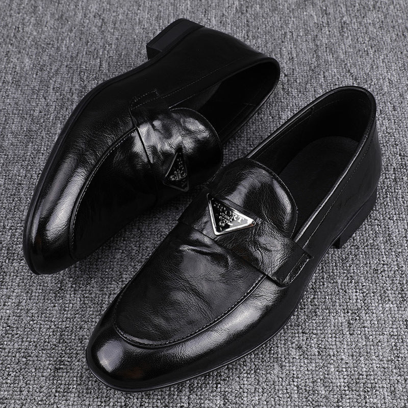 Men's One Pedal Black Genuine Fashion Soft Leather Shoes