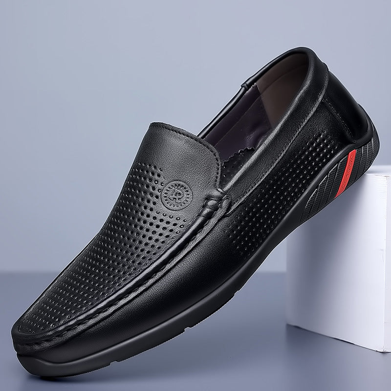 Men's Summer Simple Slip-on Black Genuine Doug Casual Shoes