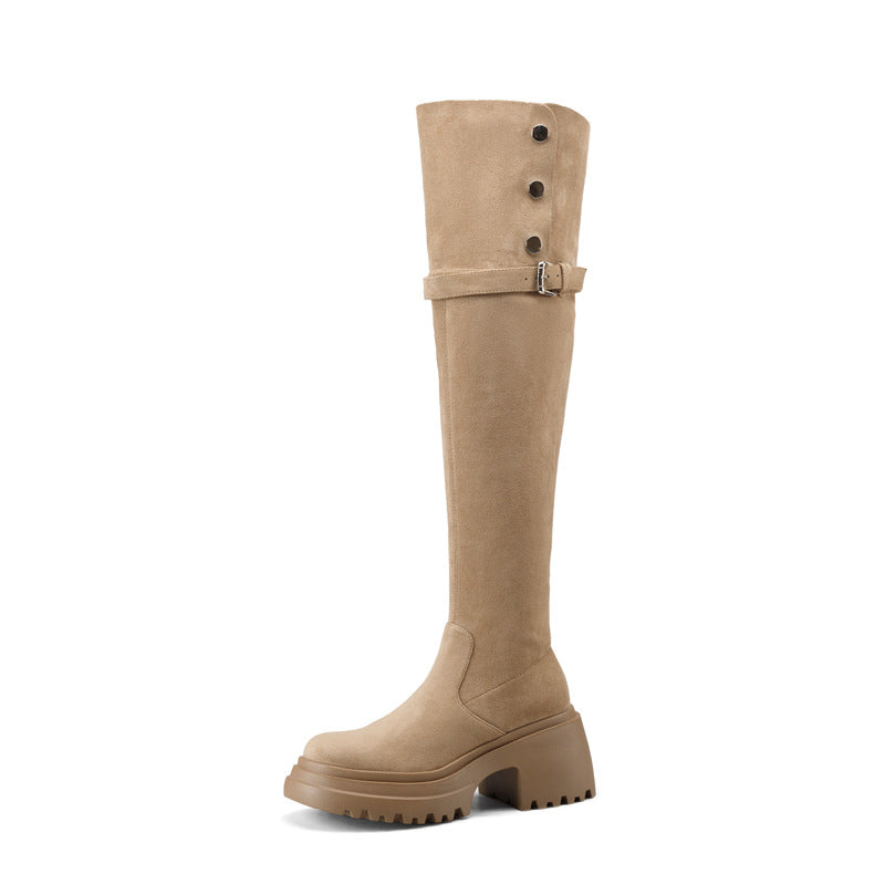 Women's High Long Thick Bottom Small Height Boots