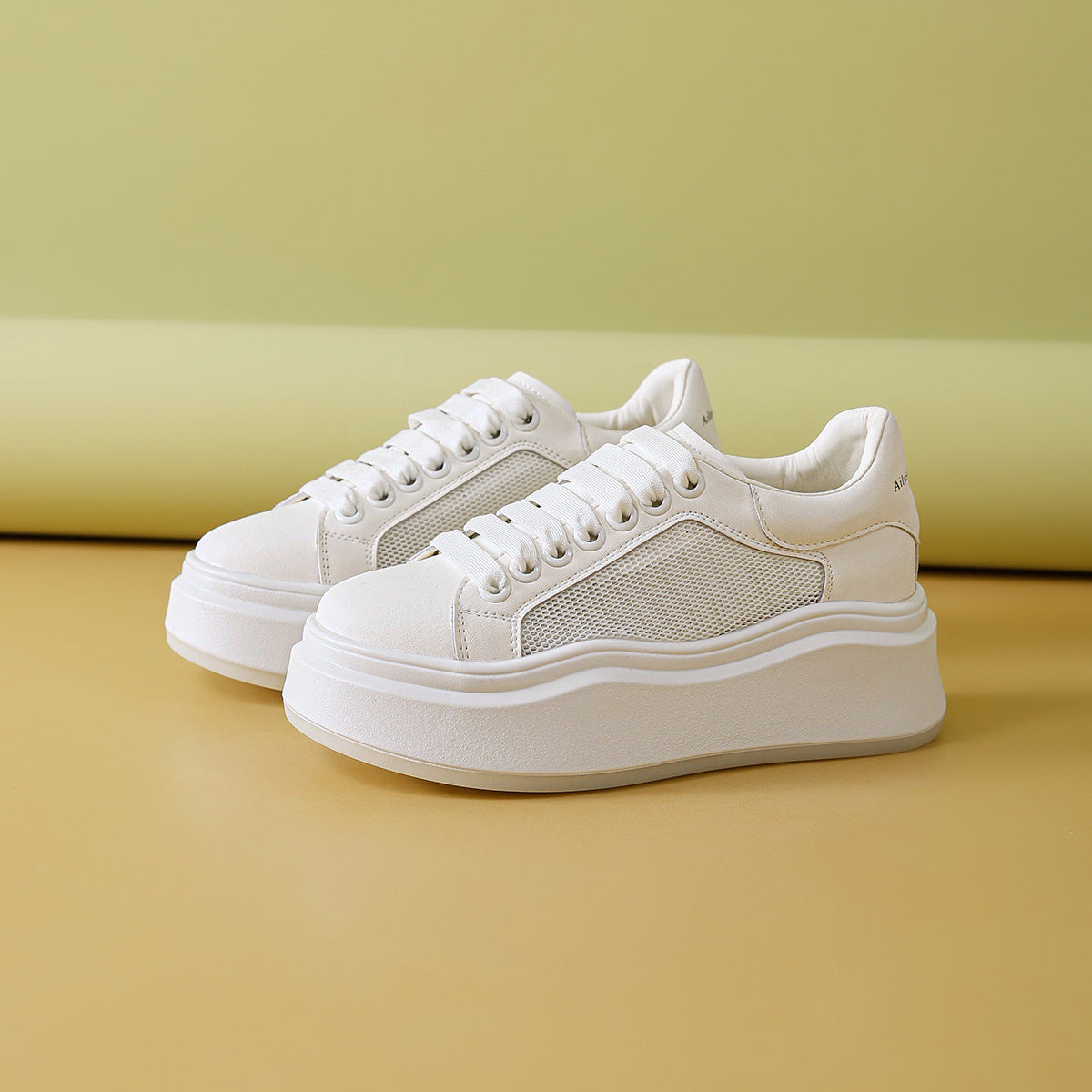 Women's Small Genuine Thick-soled Mcqueen White Spring Casual Shoes