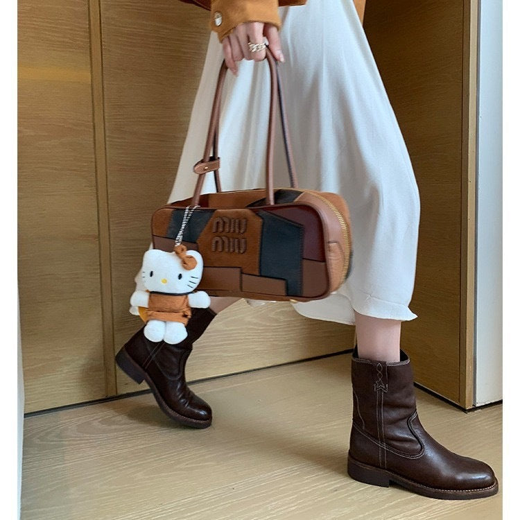 Women's Genuine V Cut Knee-high Chunky Ankle Snow Boots