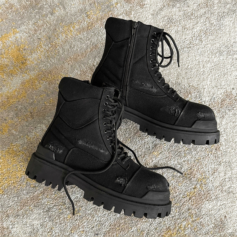 Style Martin Worker Thick Bottom Black Boots