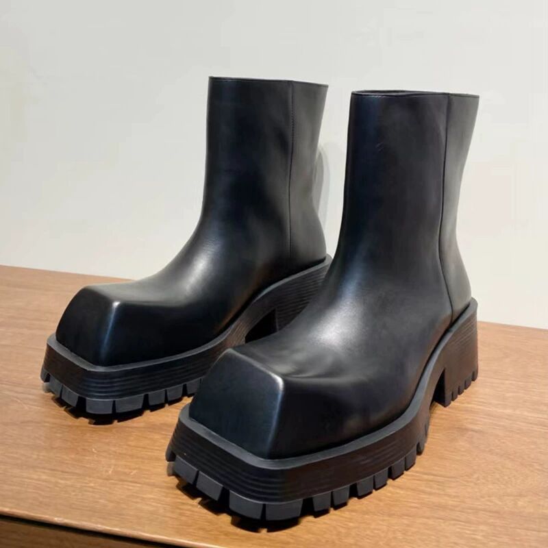 Women's & Men's Squared Head Platform Chelsea Niche Ankle Boots