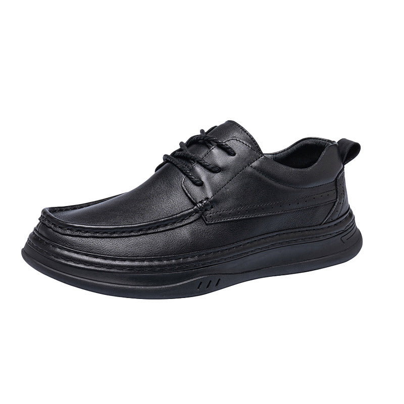Men's Round Toe Layer Cowhide Soft Bottom Leather Shoes