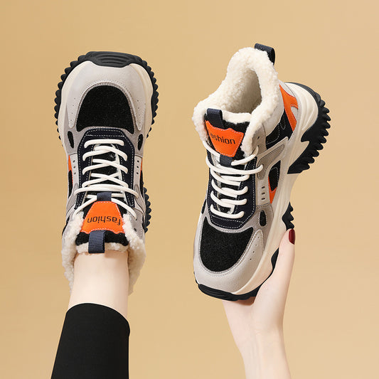 Women's Winter Fur Integrated Fleece-lined Thickened Big Snow Boots