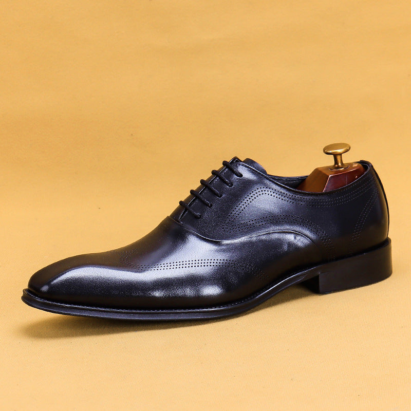 Men's Square Toe British Oxford Hand-rub Color Leather Shoes