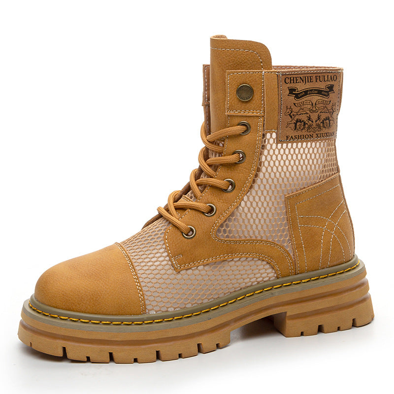 Women's Elevator Mesh Summer Hollow Thin Martin Boots