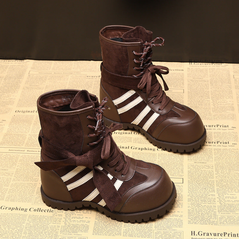 Women's Stylish Martin Invisible Height Increasing Insole Soft Bottom Women's Leather Boots