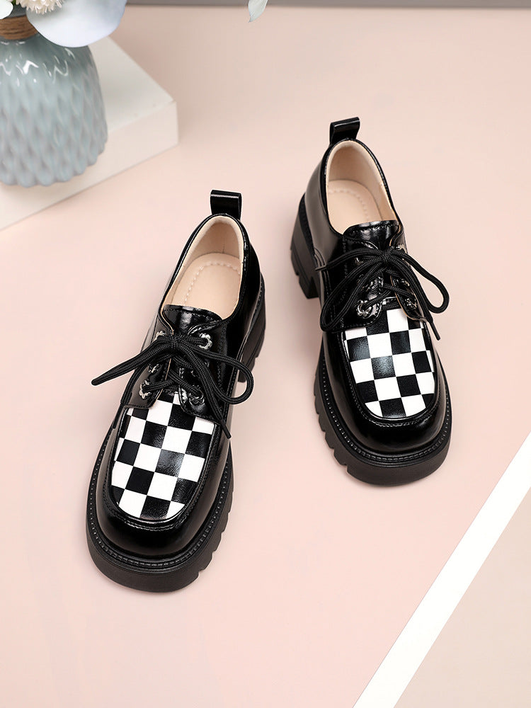 Women's British Muffin Black Platform Retro Large Casual Shoes