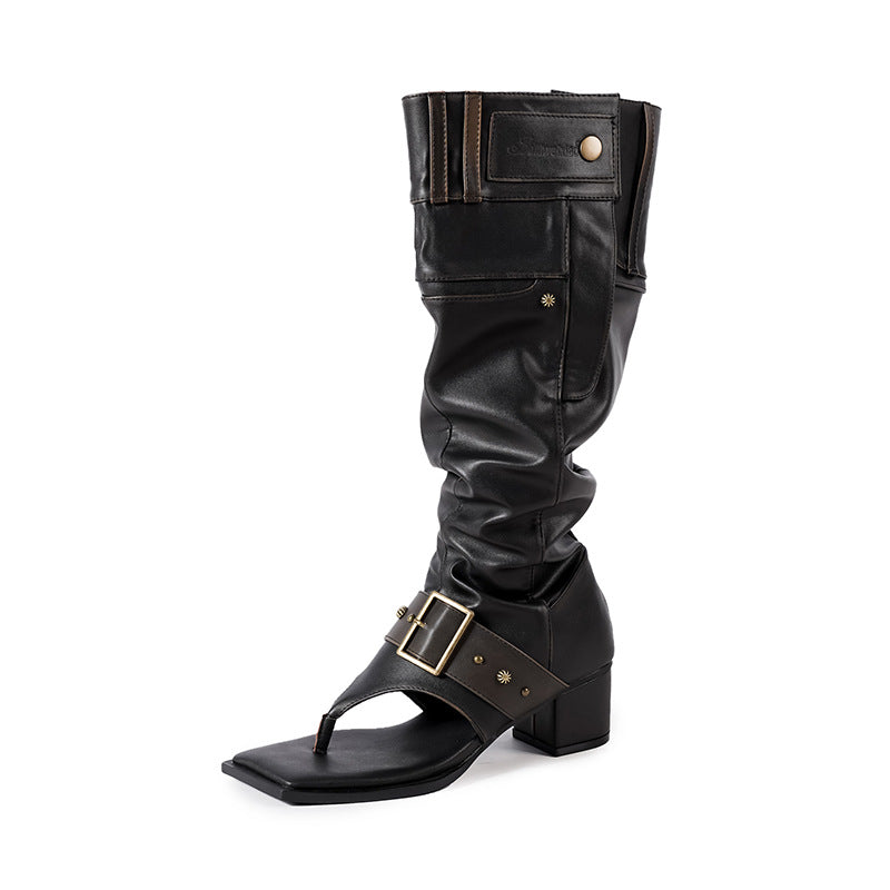 Women's Knee Long Big Tube Circumference Spring Square Boots