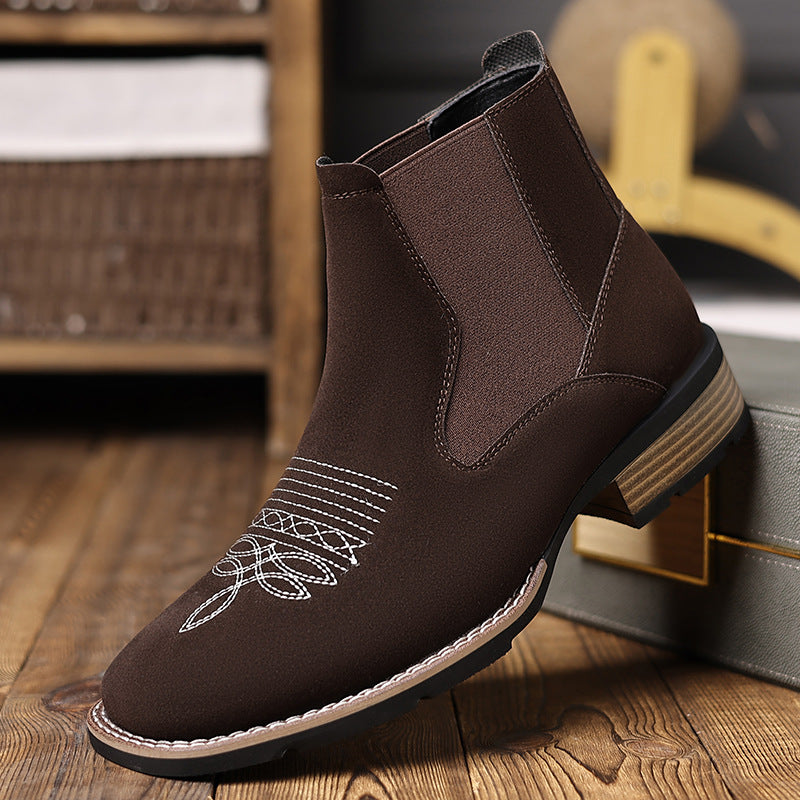 Men's Creative Embroidered Slip-on Chelsea Martin Boots