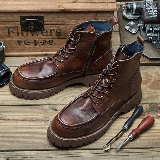Men's British Style Martin Thick-soled Ankle Handmade Boots