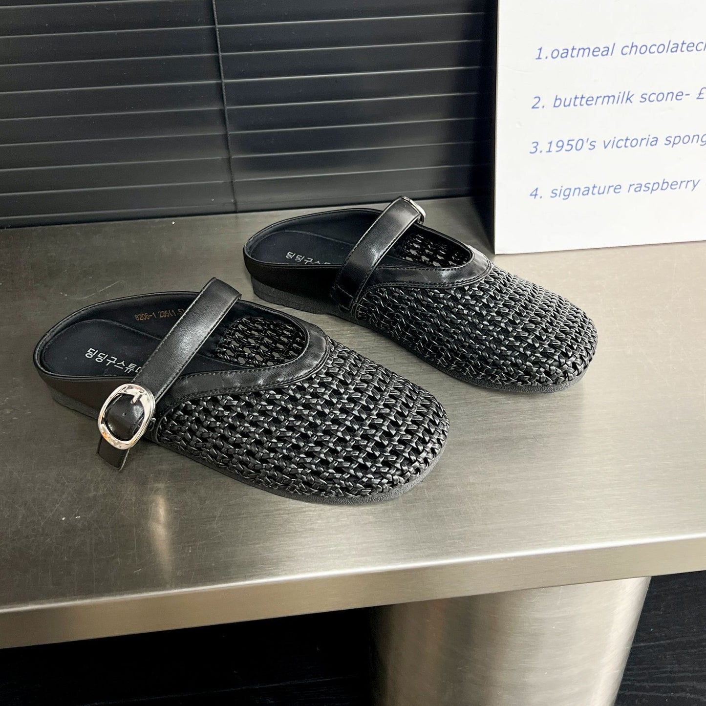 Women's Authentic Weave Hollowed Toe Box Half Slippers