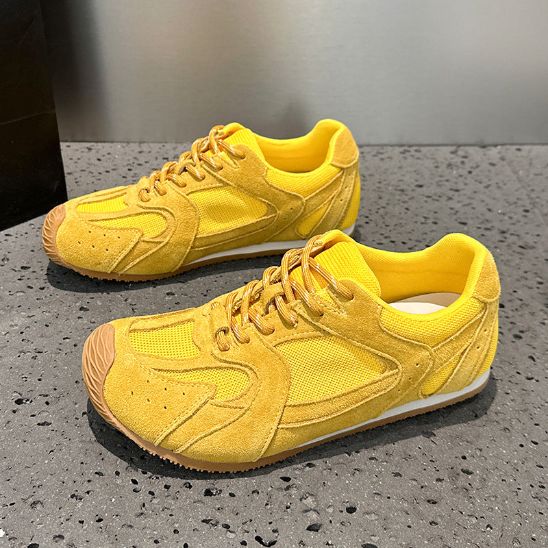 Women's Versatile Breathable Sports German Training Round Head Stitching Mesh Women's Casual Shoes