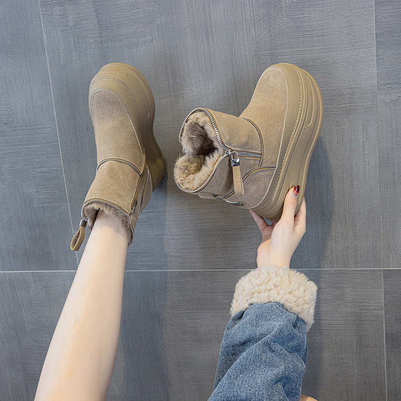 Women's Bottom Height Increasing Insole Small Short Snow Boots
