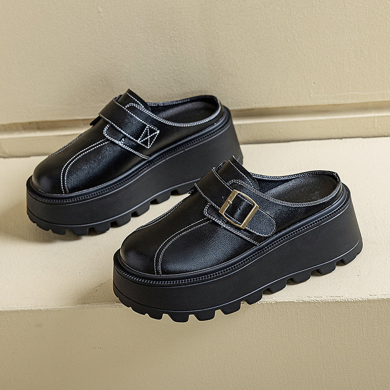 Women's Platform One Pedal Portable Outdoor Slippers