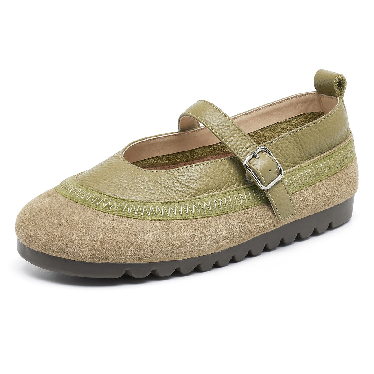 Women's Cowhide Spring Soft Bottom Mori Style Women's Shoes