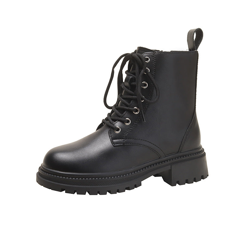 Women's Ankle Lace Up British Style Thick Boots