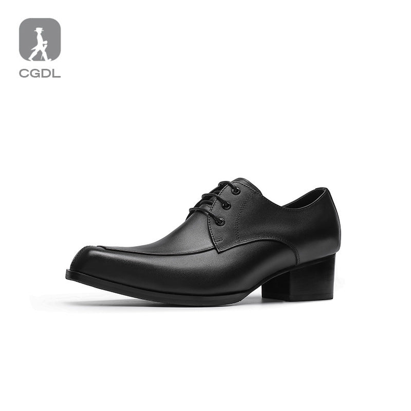 Men's Niche Square Toe High Trend Hair Leather Shoes