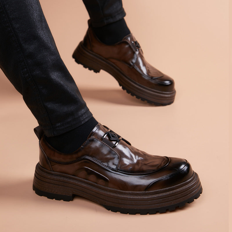 Men's Slip-on Green British Business Fashion Support Leather Shoes