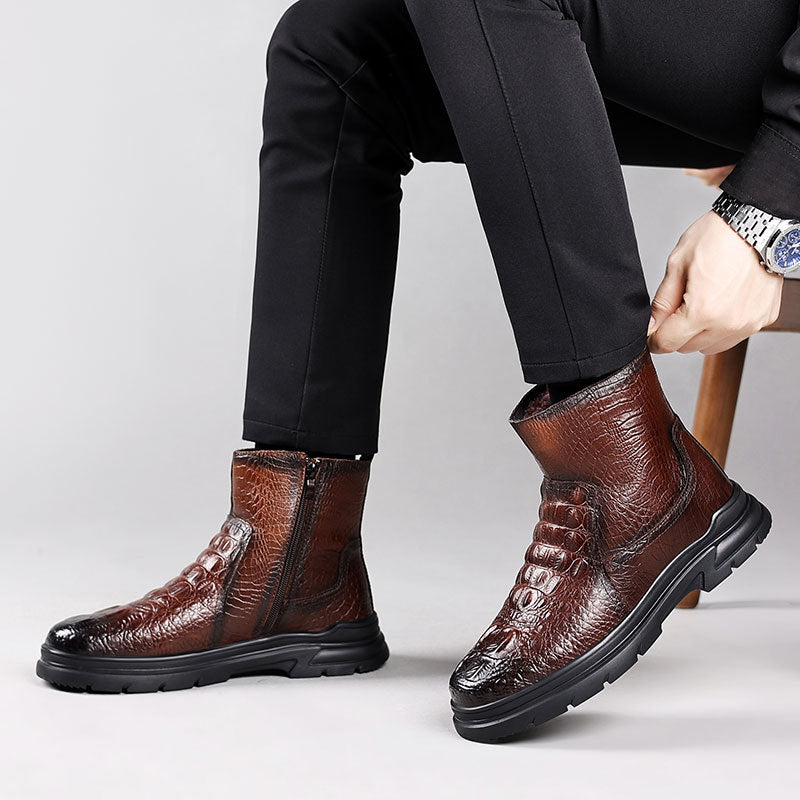 Men's Winter Genuine Cotton Warm Wool Short Snow Boots