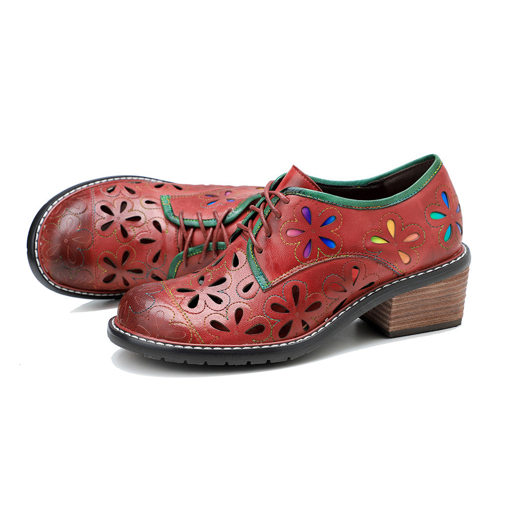 Spring Genuine Hand-rub Color Retro Contrast Casual Shoes