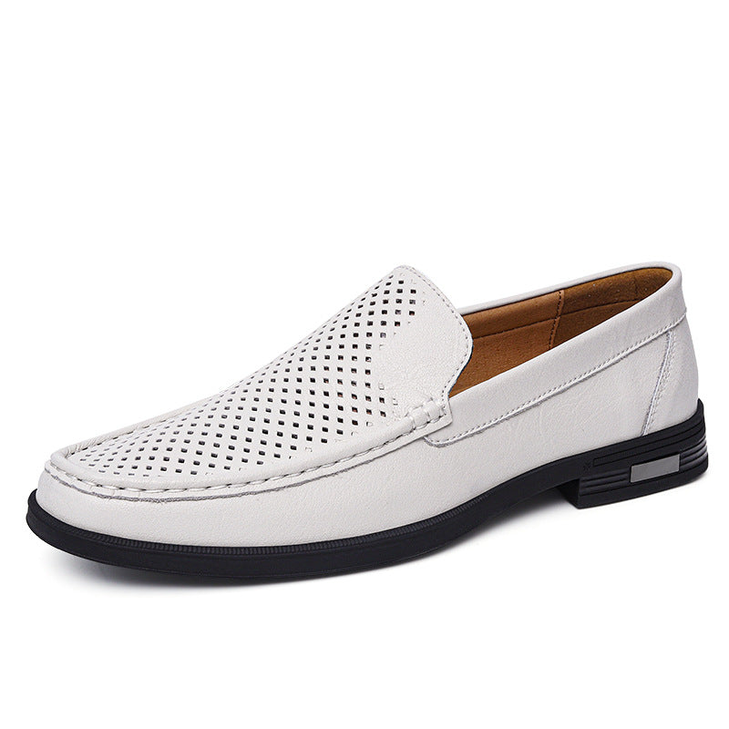 Men's Size Cowhide British White Business Formal Leather Shoes