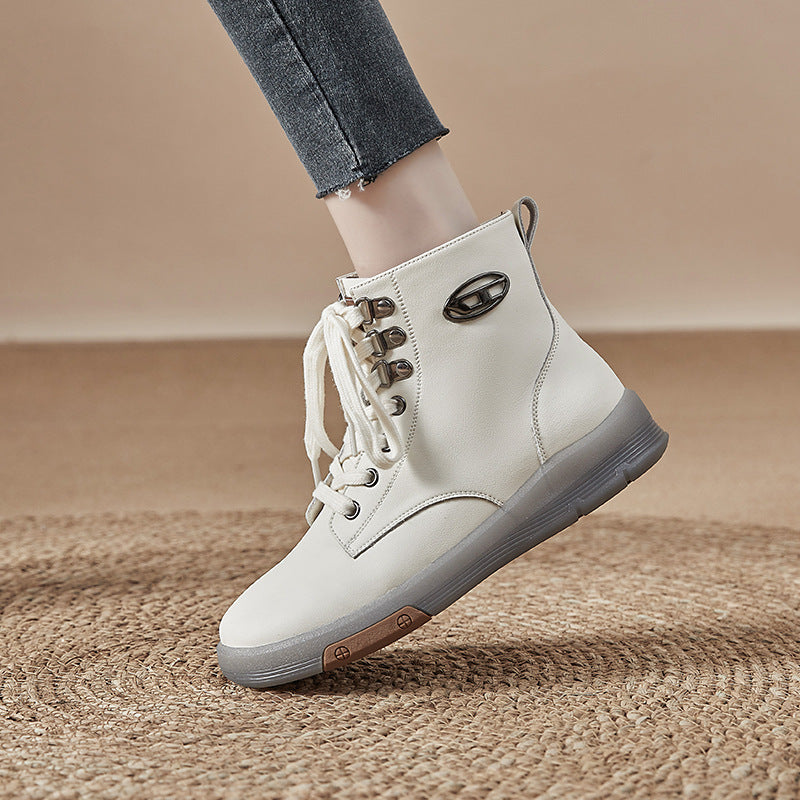 Women's Fleece-lined Martin Genuine Tendon Bottom Ankle Boots
