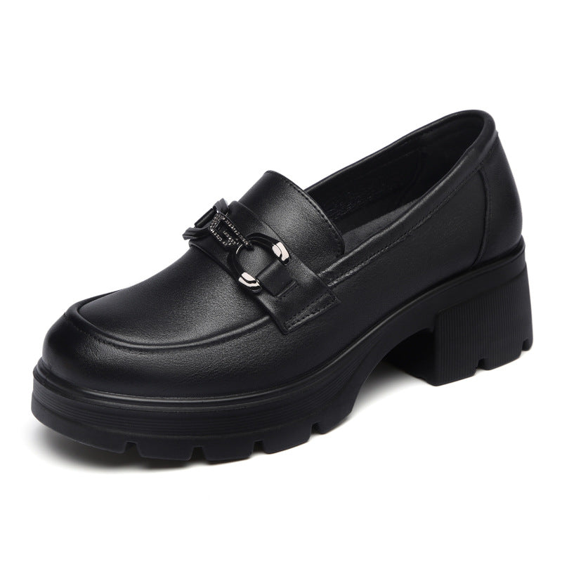Women's Chunky Platform Autumn Genuine Retro British Women's Shoes