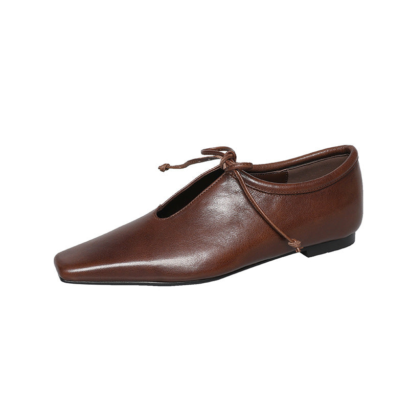 Cowhide Shallow Mouth Pumps Female Low Spring Authentic Square Toe Women's Fashion Shoes