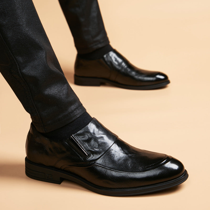 Men's British Style Slip-on Formal Wear Derby Leather Shoes