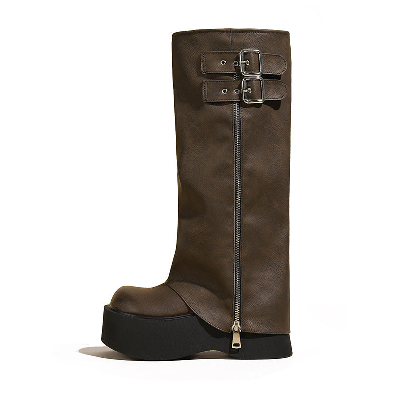 Thick Bottom Knee-high Below The Knee Boots