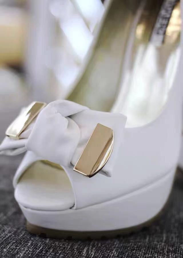 Women's High Peep Toe Bow Stiletto Solid Casual Shoes