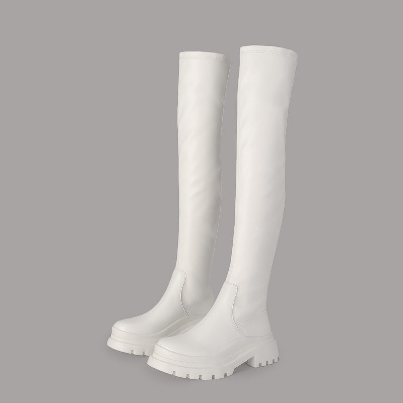 Long Female Over The Knee Black Platform Boots