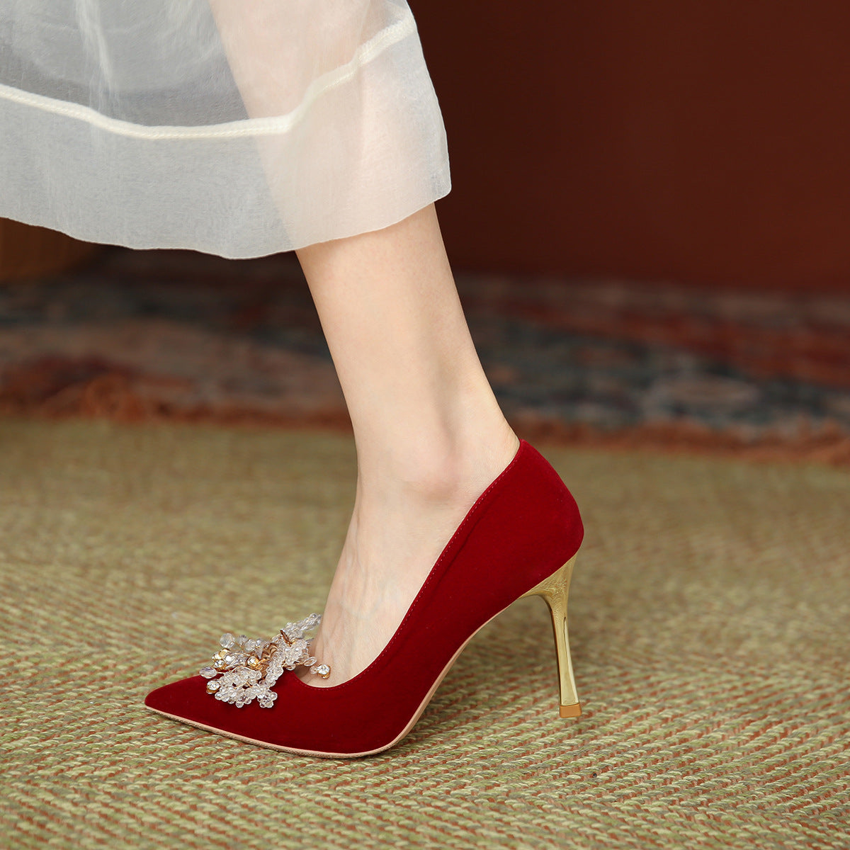 Women's Crystal Bridal Big Red High Not Women's Shoes
