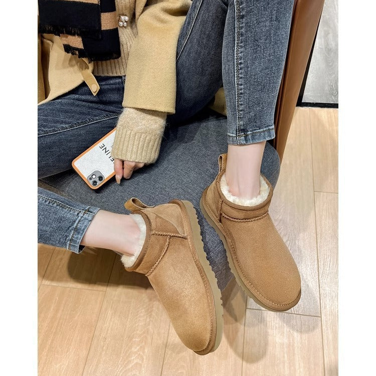 Women's & Men's Fur Ankle Fleece-lined Couples Cotton Winter Snow Boots