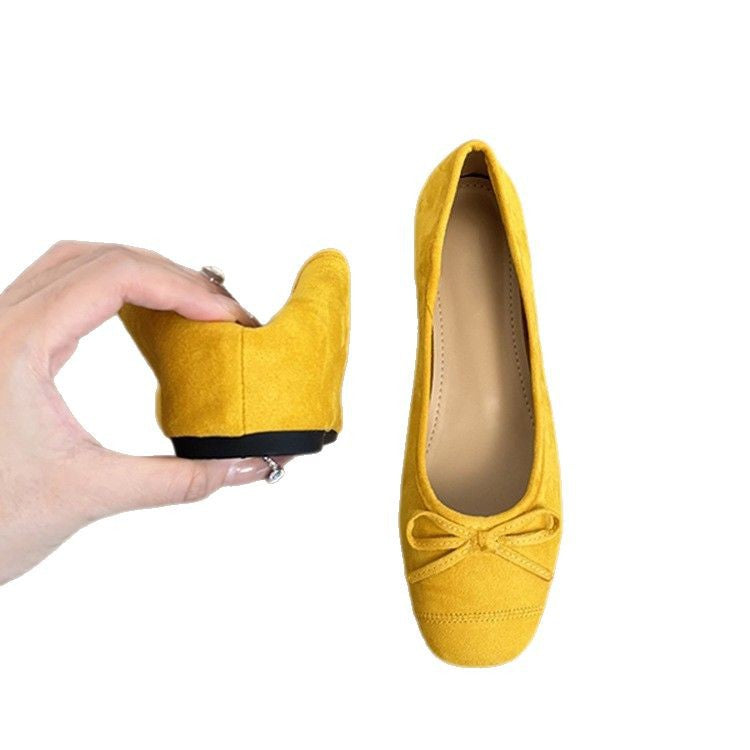 Women's & Men's Genuine French Style Yellow Thin Round Toe With Casual Shoes