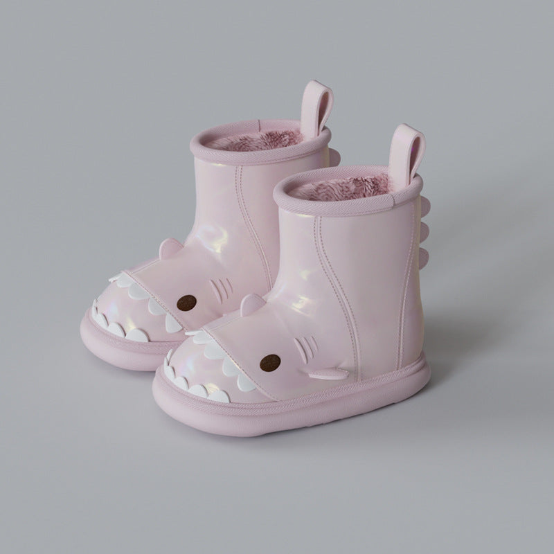 Winter Shark Female Waterproof Fleece-lined Warm Cute Snow Boots