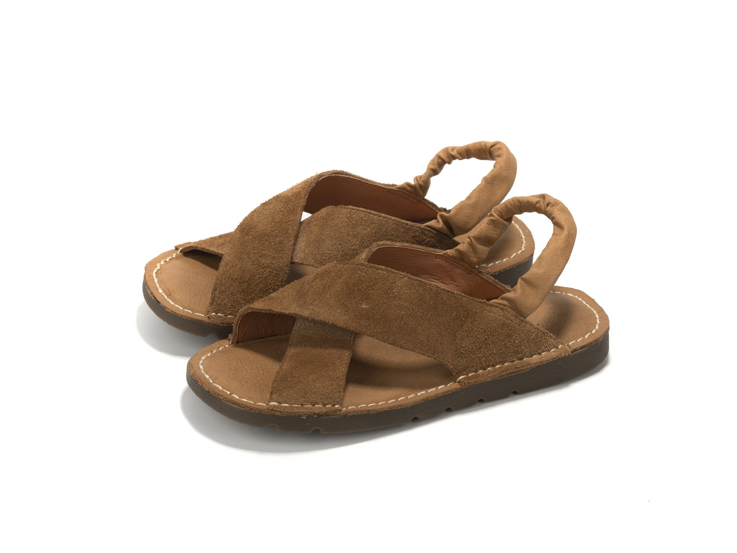Women's Summer Retro Handmade Cross Strap Top Layer Cowhide Roman Sandals
