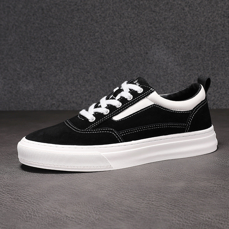 Men's Frosted Mercerized Cowhide Simple Black Vintage Skateboard Men's Casual Shoes