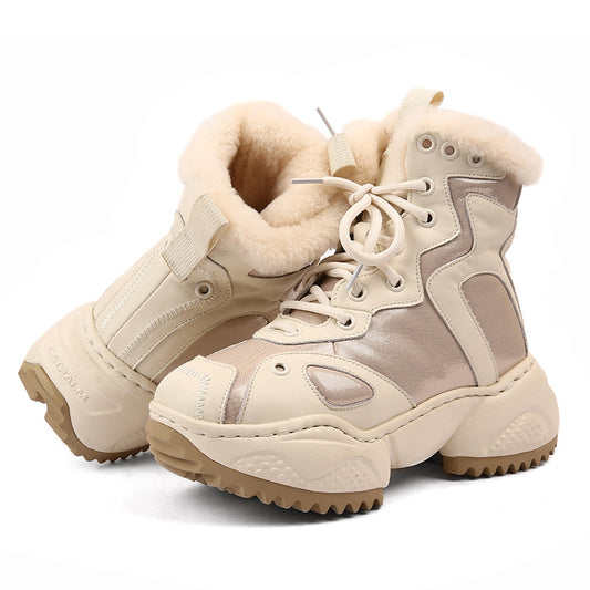 Women's Winter Fleece-lined Thick High Platform Warm Keeping Snow Boots