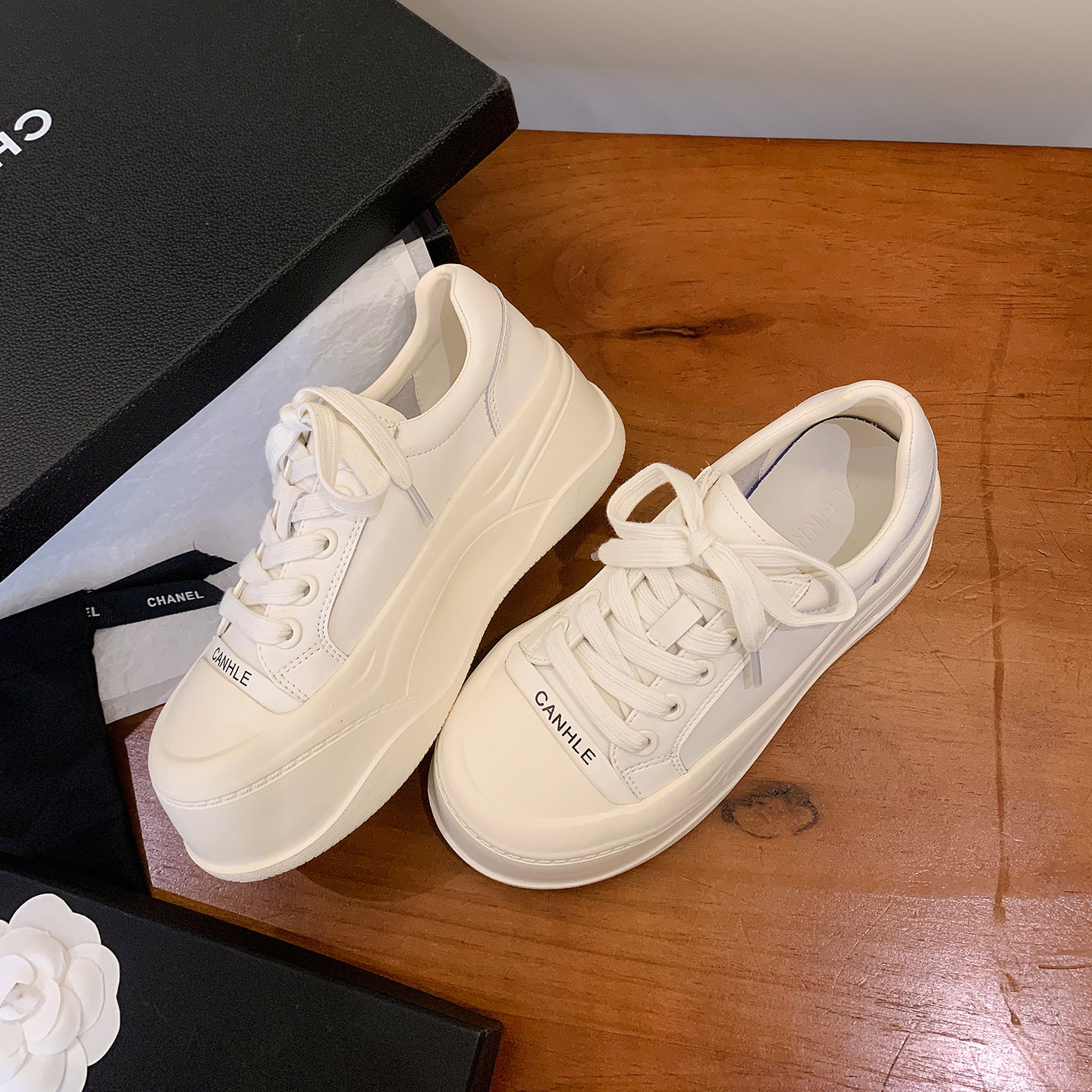 Women's Increasing Muffin Platform White Autumn Genuine Casual Shoes