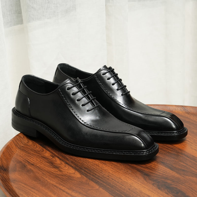 Men's Stitching Summer Genuine Business Formal Wear Leather Shoes