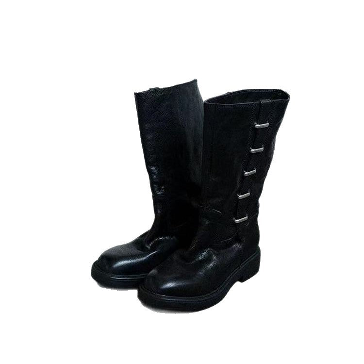 Women's Sheepskin Version Niche High Sense Round Heels