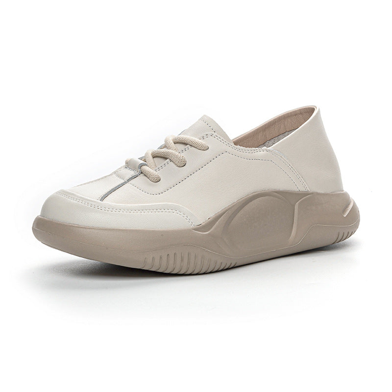 Women's First Layer Cowhide Platform Pumps Two-way Casual Shoes
